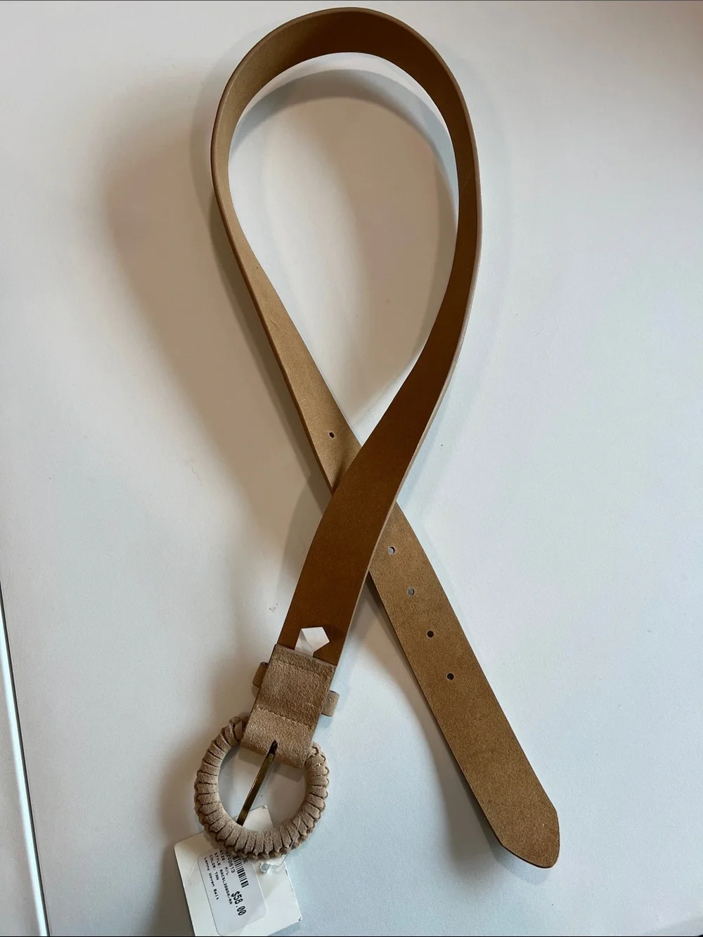 EVEREVE - m/l, NWT, Tan Braided Suede Belt